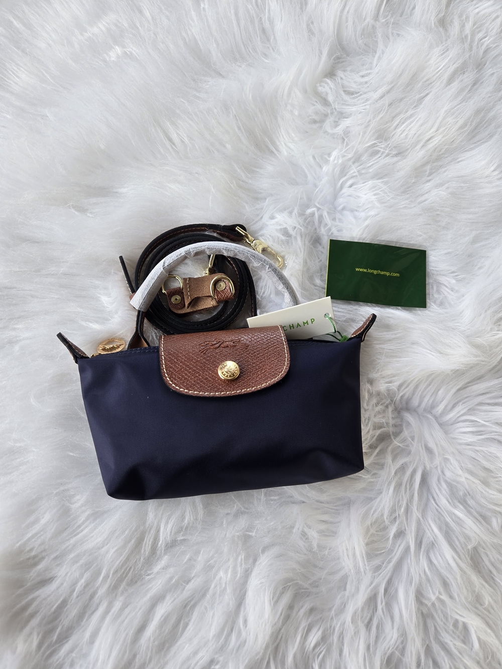 Longchamp Le Pliage Extra Small Bag With Long Strap NAVY BLUE